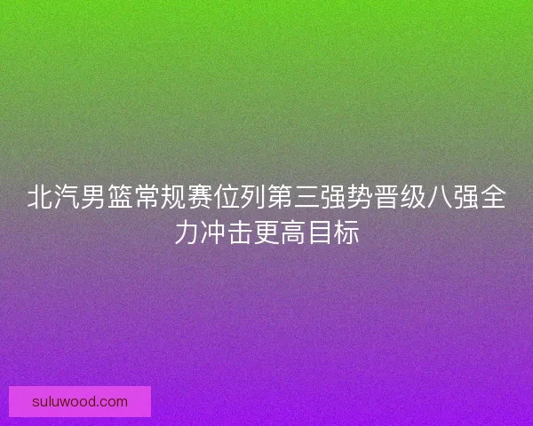 北汽男篮常规赛位列第三强势晋级八强全力冲击更高目标