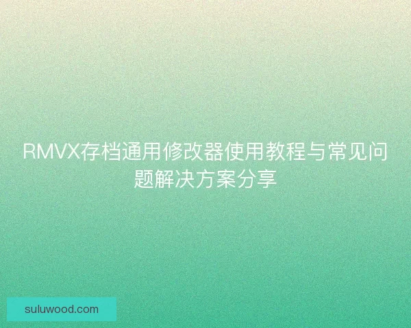 RMVX存档通用修改器使用教程与常见问题解决方案分享