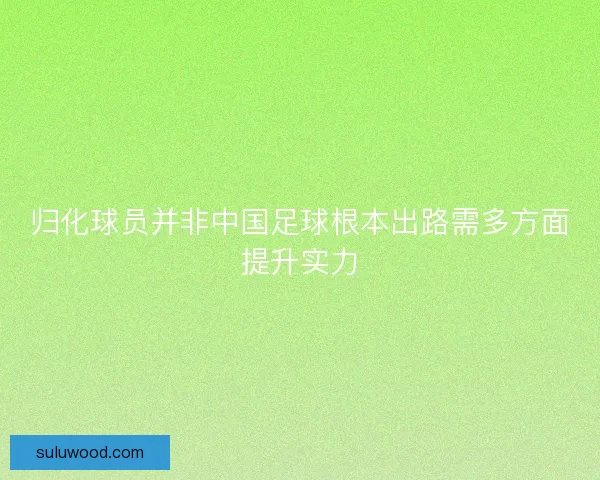 归化球员并非中国足球根本出路需多方面提升实力