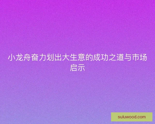 小龙舟奋力划出大生意的成功之道与市场启示
