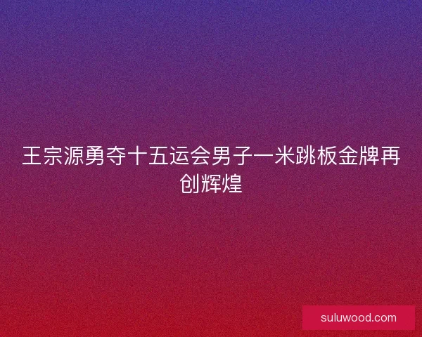 王宗源勇夺十五运会男子一米跳板金牌再创辉煌